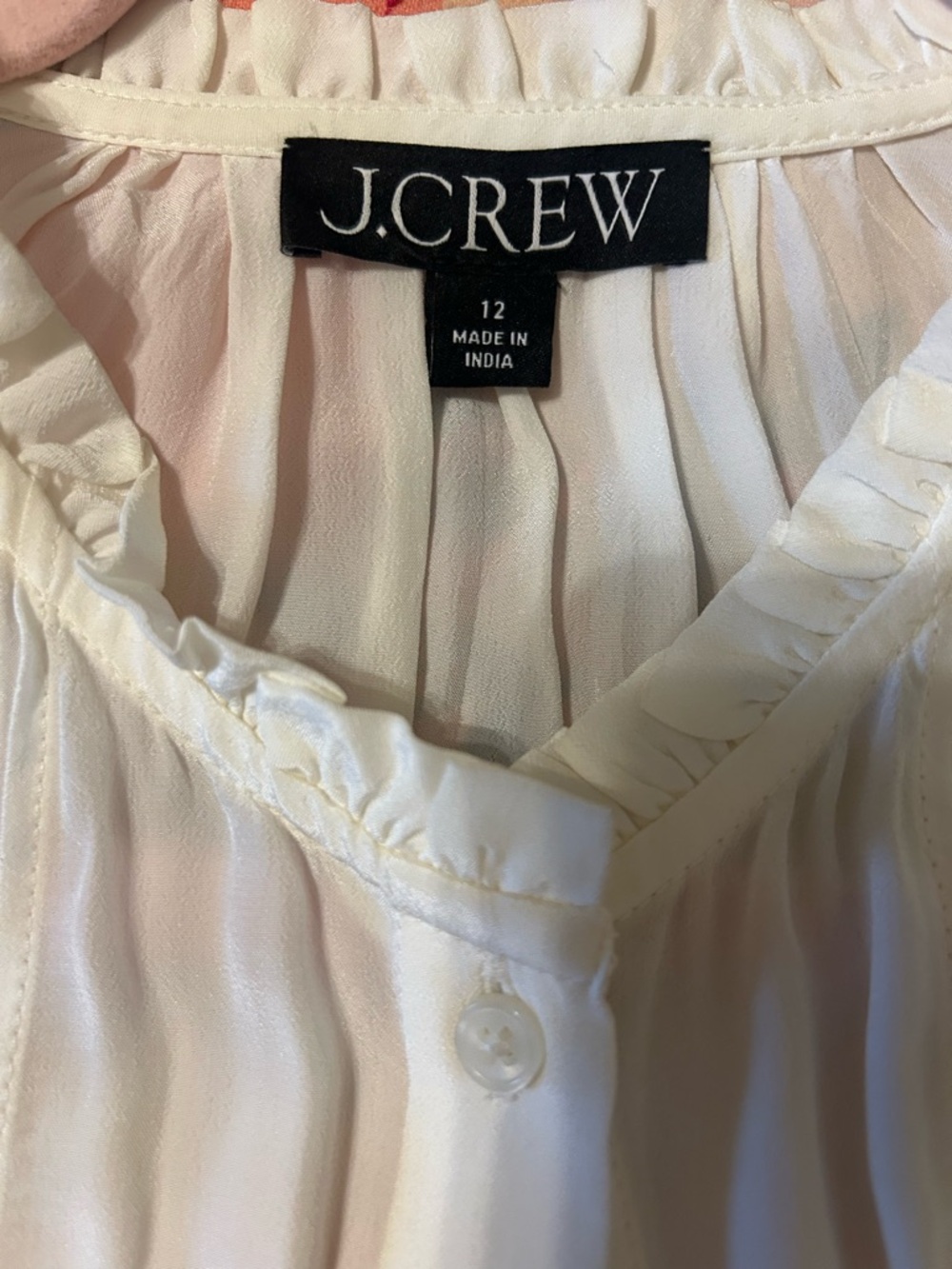 J. Crew Ivory Ruffled Neck Button Blouse - Picture 2 of 4